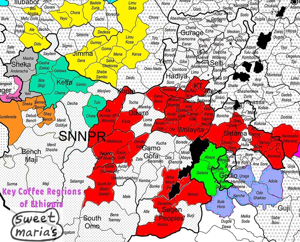 埃塞咖啡产区地图Marias